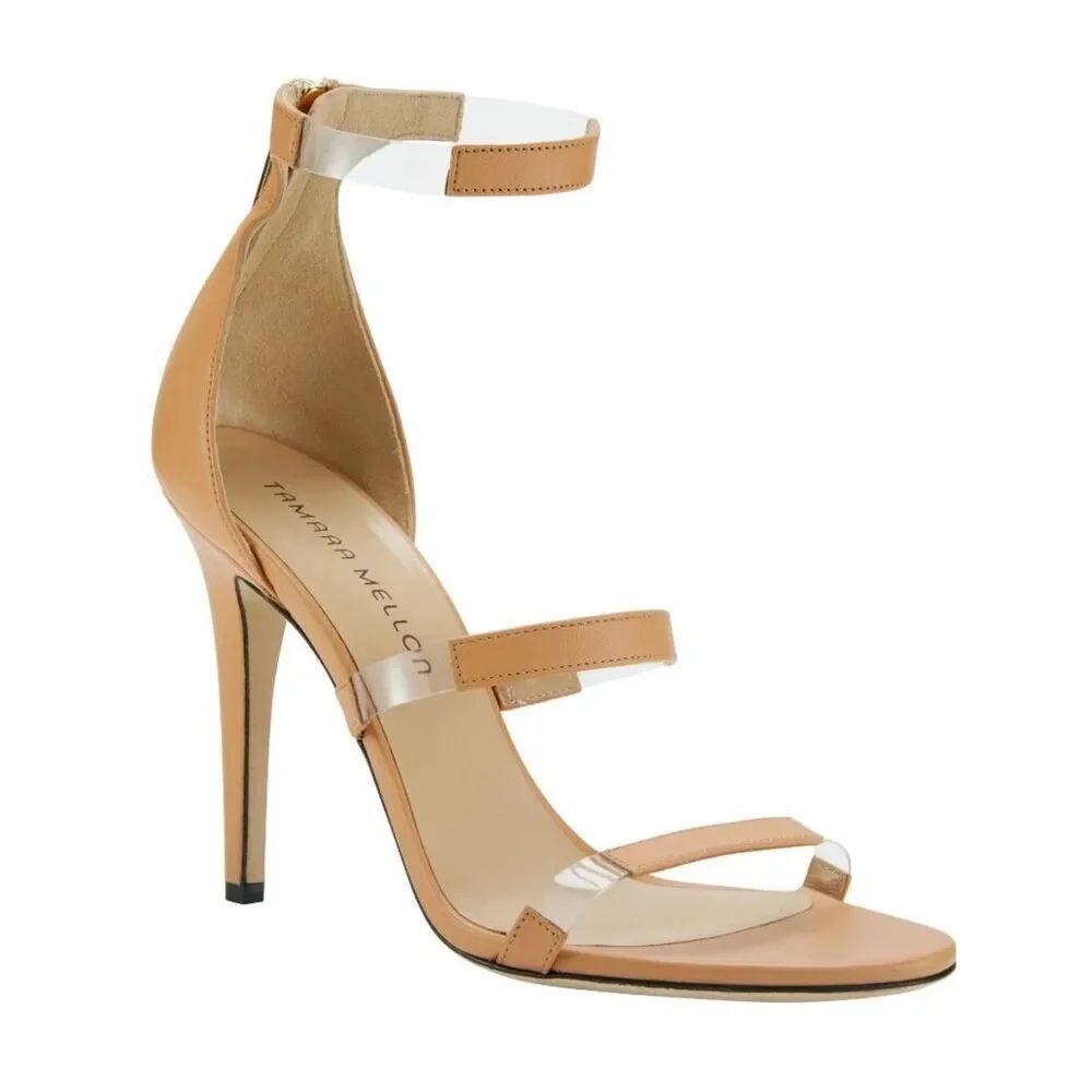 Tamara Mellon Heels Frontline 105 Nappa Honey Sz 39.5